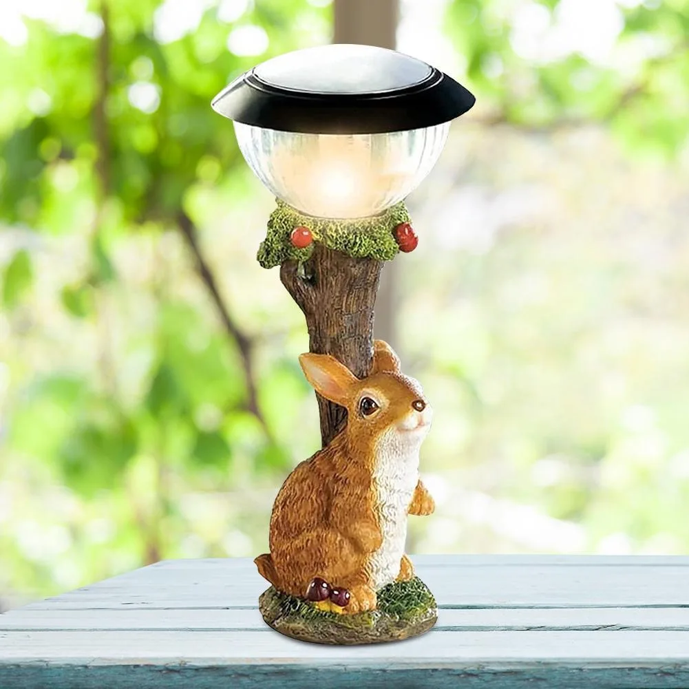 Новый милый кот собака кролик светодиодный солнечный свет смолы Статуи ремесел настольный украшение на открытом воздухе газон двор украшение лампы сад декор на.