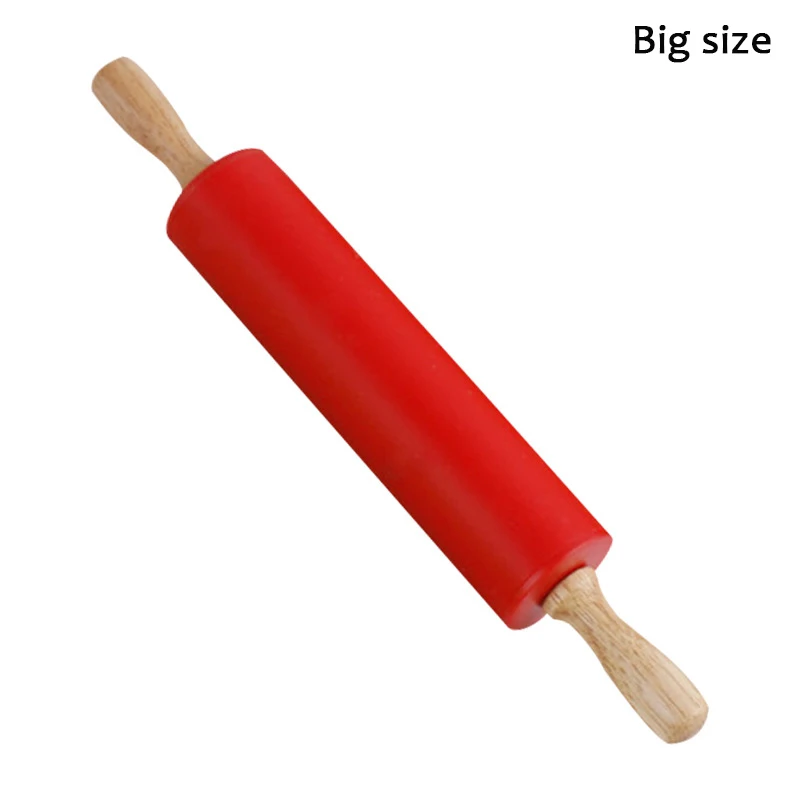30cm red Силиконовые скалки, деревянные руки скалка для торта, deegroller, помадка ролик, тесто ролик, patisserie outils аксессуары - Цвет: 30cm red