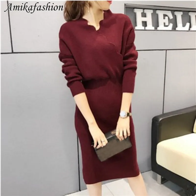 Модный вязаный женский свитер длинные зимние Сексуальные вечерние платья для