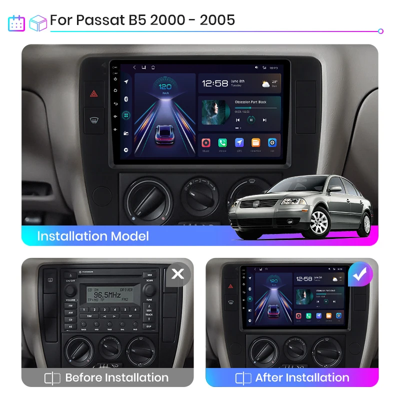 Автомагнитола Junsun V1pro 2 din Android для Passat B5 2000 2001 2002 - 2005 Carplay 4G GPS | Автомобили и