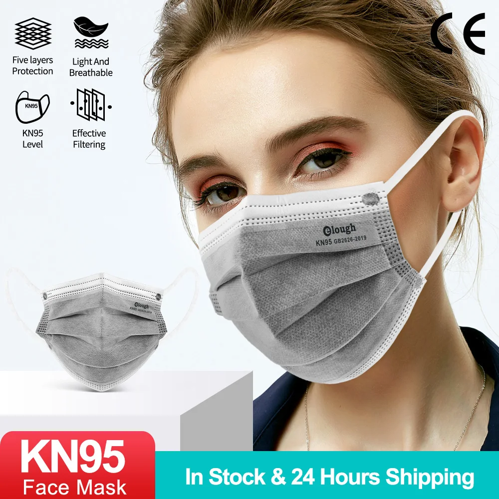Elough FPP2 Mascarilla 5 слоев сертифицированные KN95 маски Фильтр Серый FFP2Mask угольная