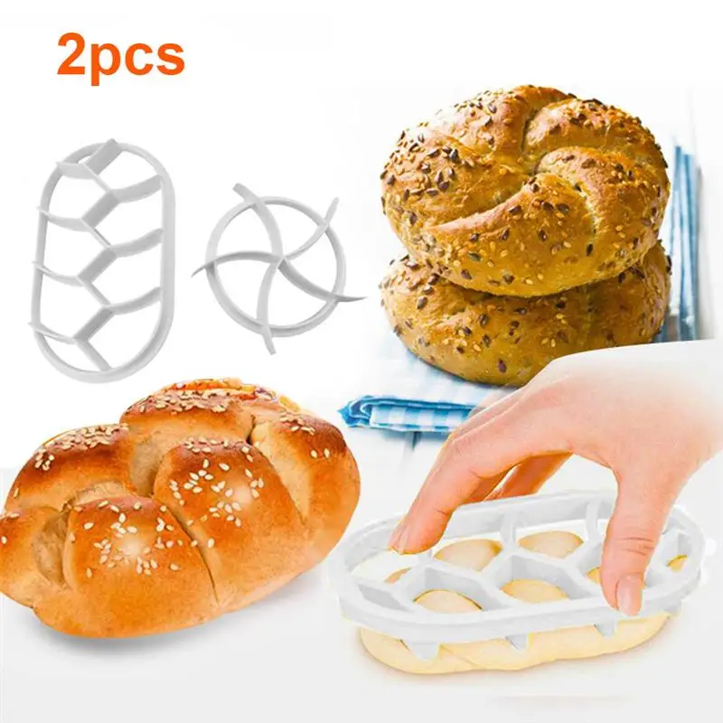 

2Pcs Dough Press Mold Set baking Bread Rolls Mold Plastic Pastry Cutters DIY Classic Bread Press Mold Round Oval Set