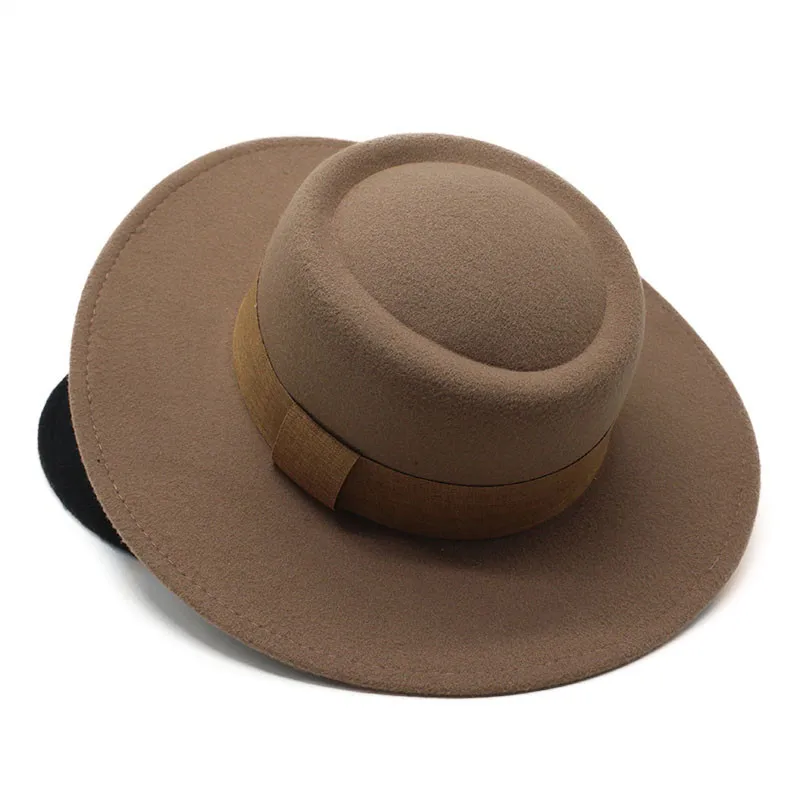 Шляпа федора с лентой головные уборы для женщин и мужчин новая плоская шляпа