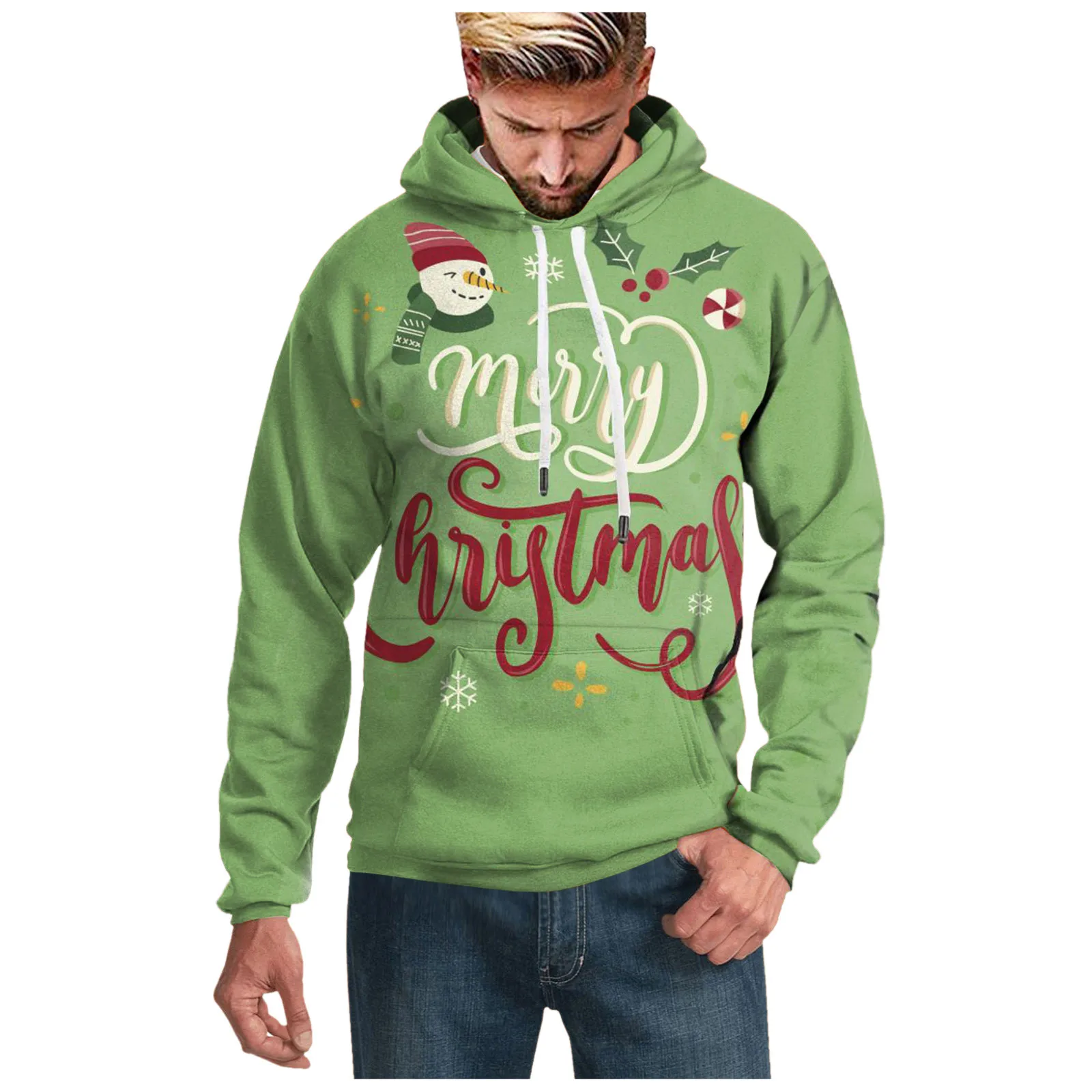 

Men's Autumn&winter Printed Long Sleeve Tether Hooded Christmas Sweatshirt Tether Hooded Christmas Sweatshirt Men Clothing