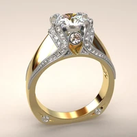 hot sale new gold plated 14k full diamond crown ring engagement ring