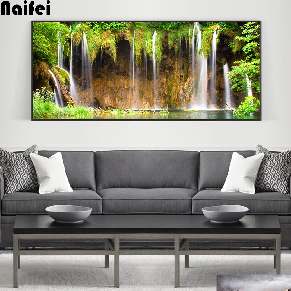 Алмазная 5d картина большого размера пейзаж водопада ручная работа алмазная