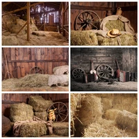 autumn old wooden warehouse rural farm haystack wood wheel party baby portrait photocall photo background photography backdrop