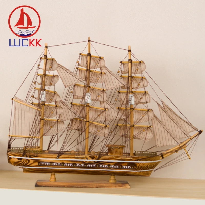 Деревянная парусная лодка ручная работа 80 см | Дом и сад