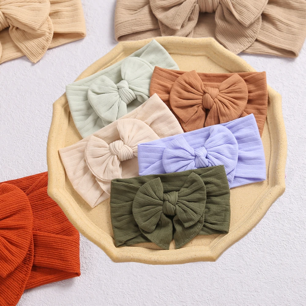 

40Colors Striped Baby Headband Cable Knitted Baby Girl Nylon Bow Headbands Children Hairbands Newborn Turban Hair Accessories