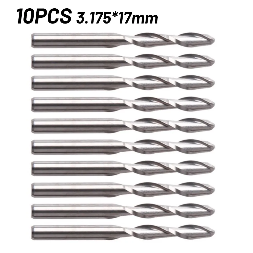 

10pcs Milling Cutter 3.175x17mm Accessories Cemented Carbide Double-edged