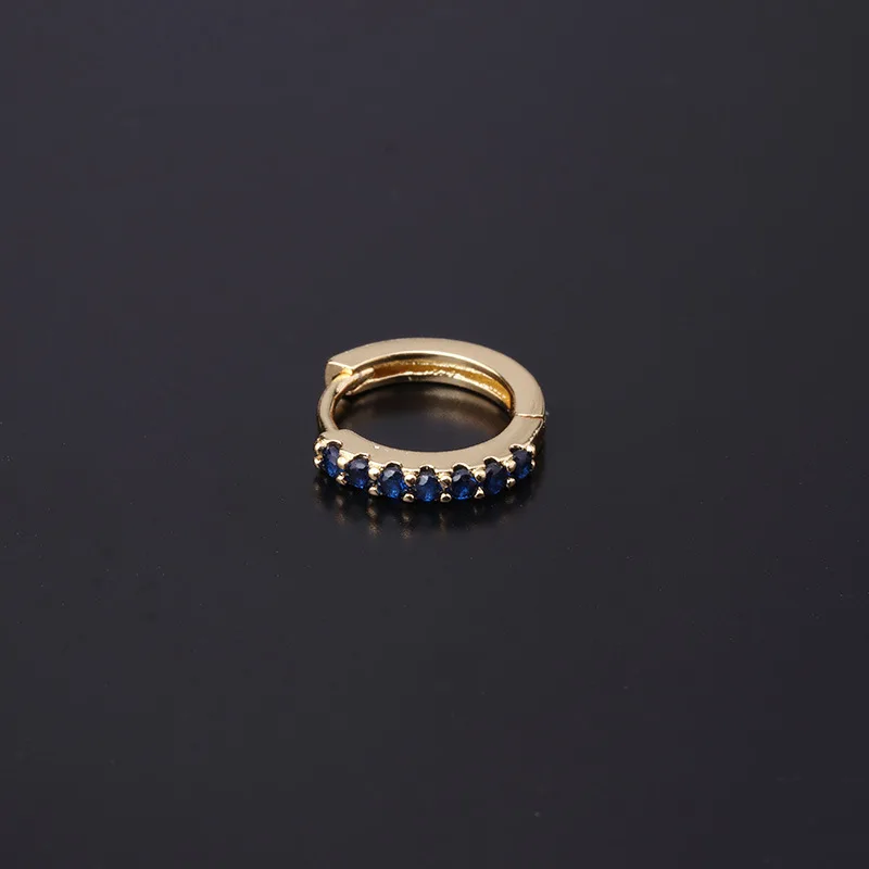 

1Piece 9mm Zircon Hoop Earrings for Women 2021 Trendy Jewelry Blue Purple Color Piercing Round Earrings for Teend Ear Cuffs