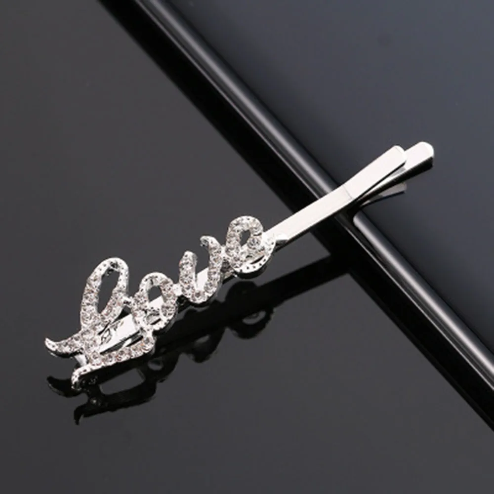 Новинка блестящие хрустальные шпильки для волос Стразы с надписью зажимы женщин