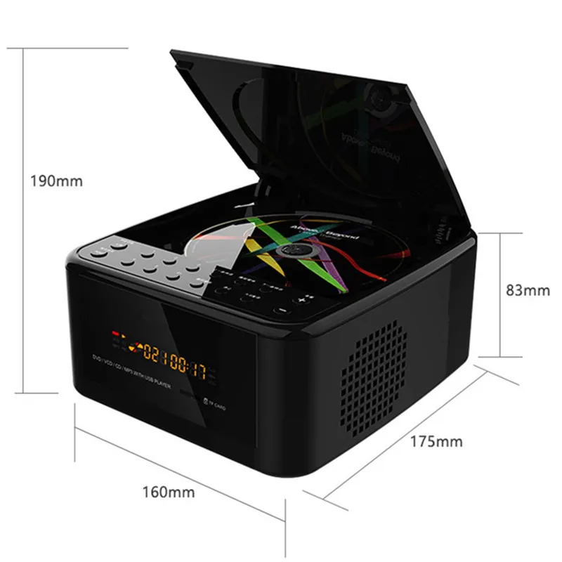 

Портативный DVD-плеер Домашний CD usb U диск TF карта MP3 ретранслятор динамики VCD аппарат аудио Aux вход Интерфейс часы управление динамиком
