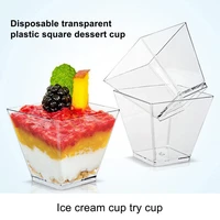 50pcs plastic dessert cups 60ml120ml reusable yogurt mousses mini portion cups container tableware party wedding supplies