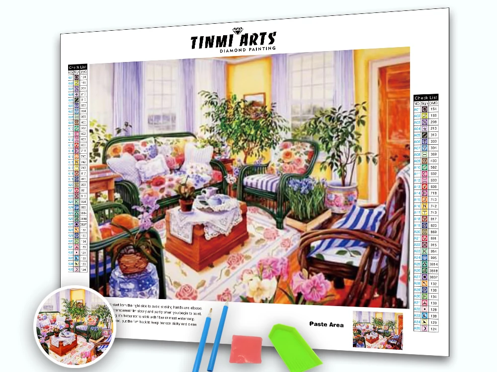 

5D Diamond Painting Kit for Adults House Sofa Full Round Diamond Mosaic Art DIY Diamond Embroidery Cozy Cottage Room