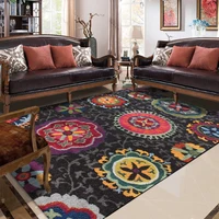 retro abstract ethnic style rug flower bedroom black living room carpet bed blanket kitchen bathroom floor mat