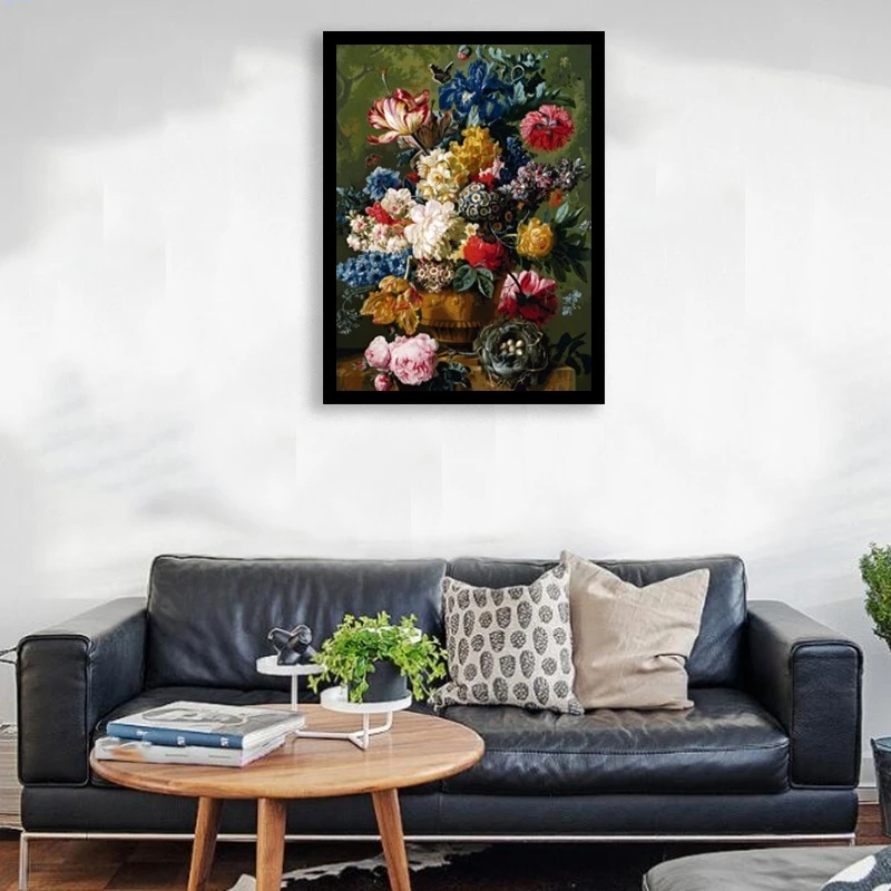 

40X50 DIY Multi Colors Flower Paint By Number Digital Pictures Painting on Cotton Home Wall Art for Living Room Unique