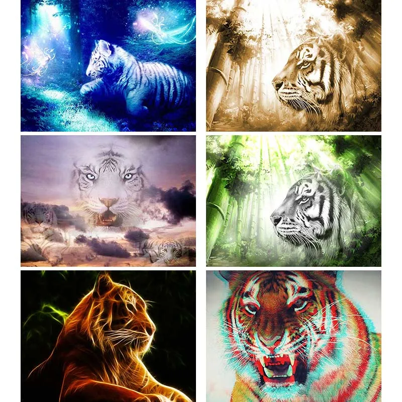 

DIY 5D Тигр тень Алмазная краска бамбуковый лес наборы для вышивки крестиком полная квадратная Вышивка Искусство Животные 3D краска алмазами P5