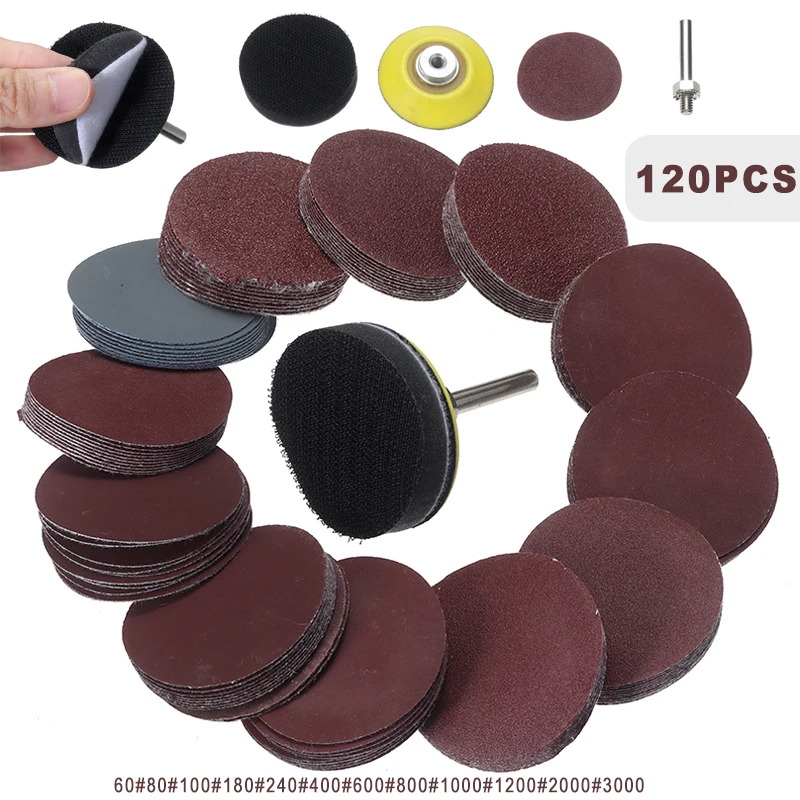 

1set 50mm Sanding Discs Pad 60-3000 Grit Sandpapers with Sander Backing Pad for Drill Grinder Rotary Tool