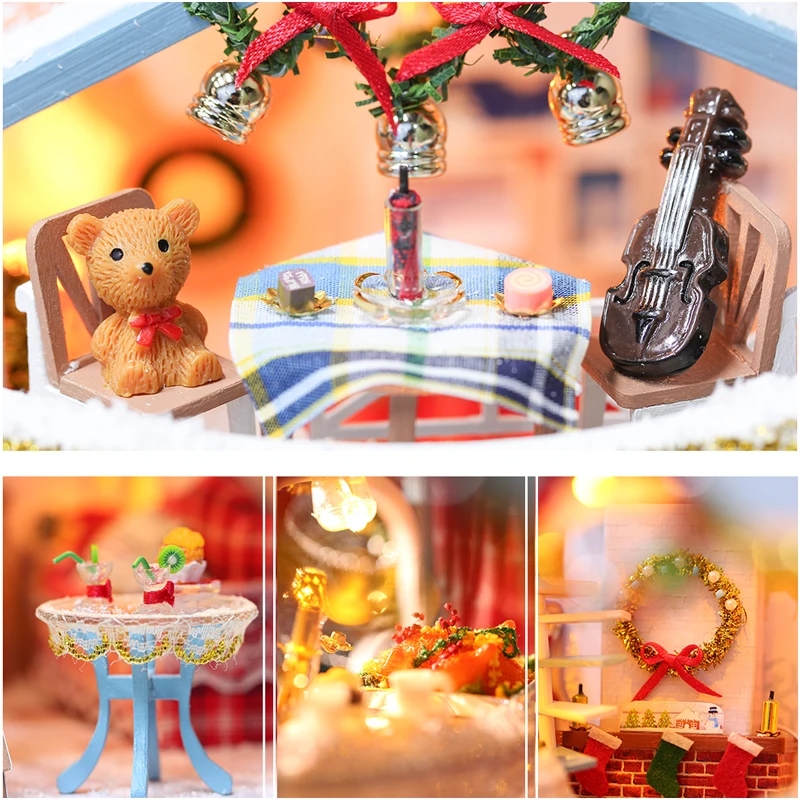 cutebee diy dollhouse wooden doll houses miniature dollhouse furniture kit toys for children new year christmas gift casa free global shipping