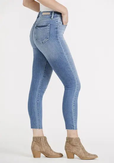 

Women high waist jeans pants skinny ankle-length pencil pants custom logo print on product and package from 1pc dropship