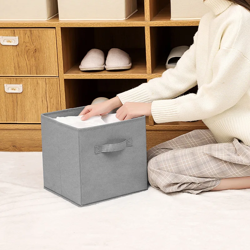 

1 Pack Foldable Storage Bin Collapsible Sturdy Storage Basket Cube W/Handles for Organizing Shelf Nursery Home Closet Grey