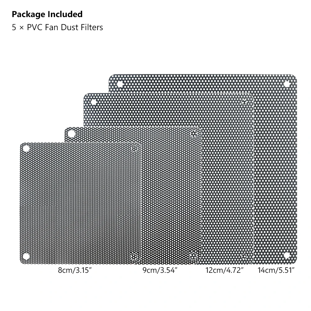 

5PCS Computer Cooler Cuttable Black PVC PC Fan Dust Filter Dustproof Case Computer Mesh Cooling Ultra Fine Dustproof Cover