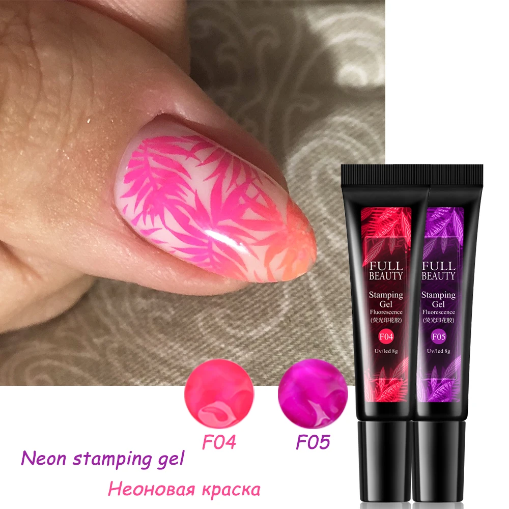 8 мл неоновый гель краска для стемпинга набор флуоресцентных розовый золотой