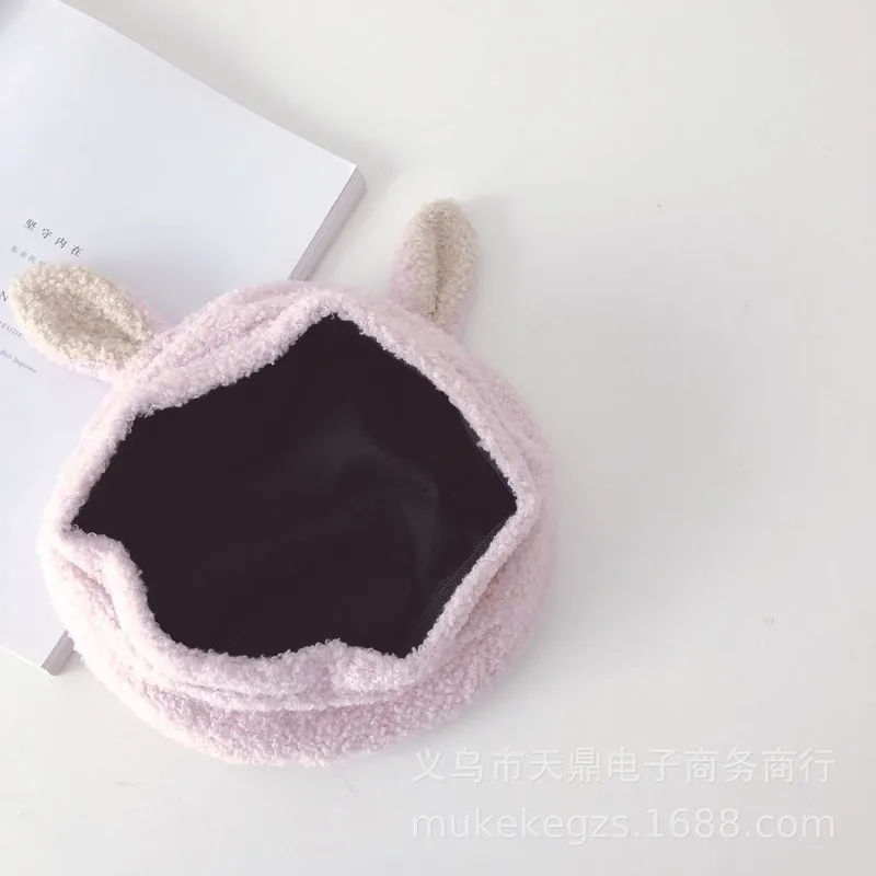 

velvet children's three-dimensional ear Beret Hat personality fashionbaby painter's Hat Navy hat kids warm thicken hat toddler