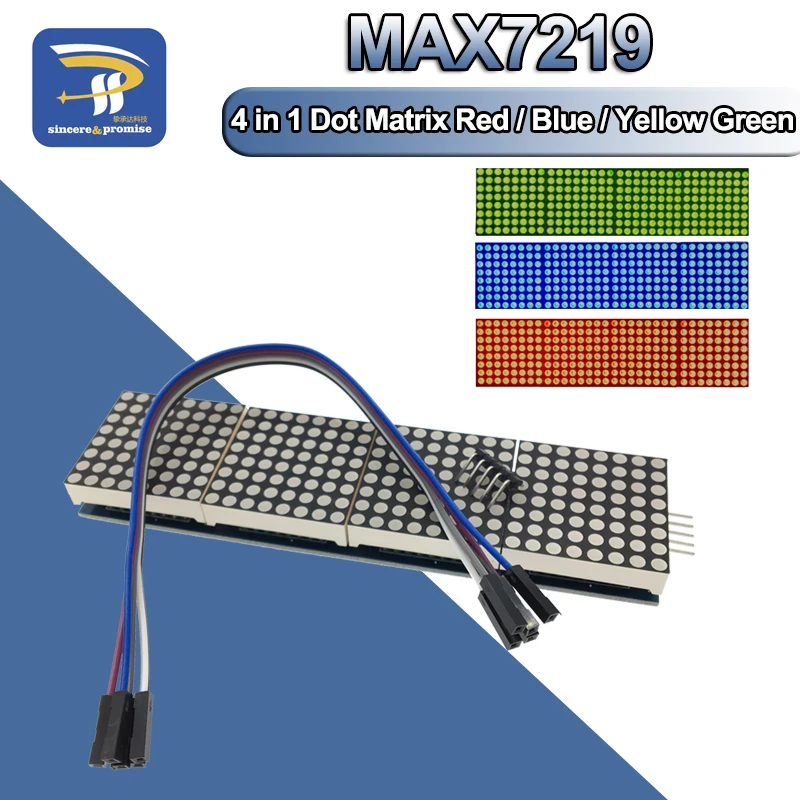 Модуль точечной матрицы MAX7219 для микроконтроллера Arduino 4 в одном дисплее с линией