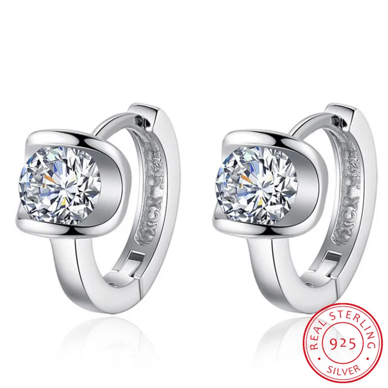 

925 Sterling Silver AAA+ Crystal Earrings for women Buckle Korean Fashion Hypoallergenic Ear Wholesale Women's Jewelry gift/reqr