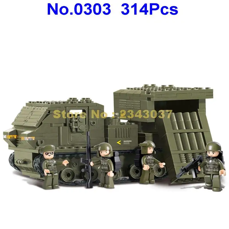 Sluban 0303 314 шт. Военная огромная армия оборона ракеты автомобиль танк строительный