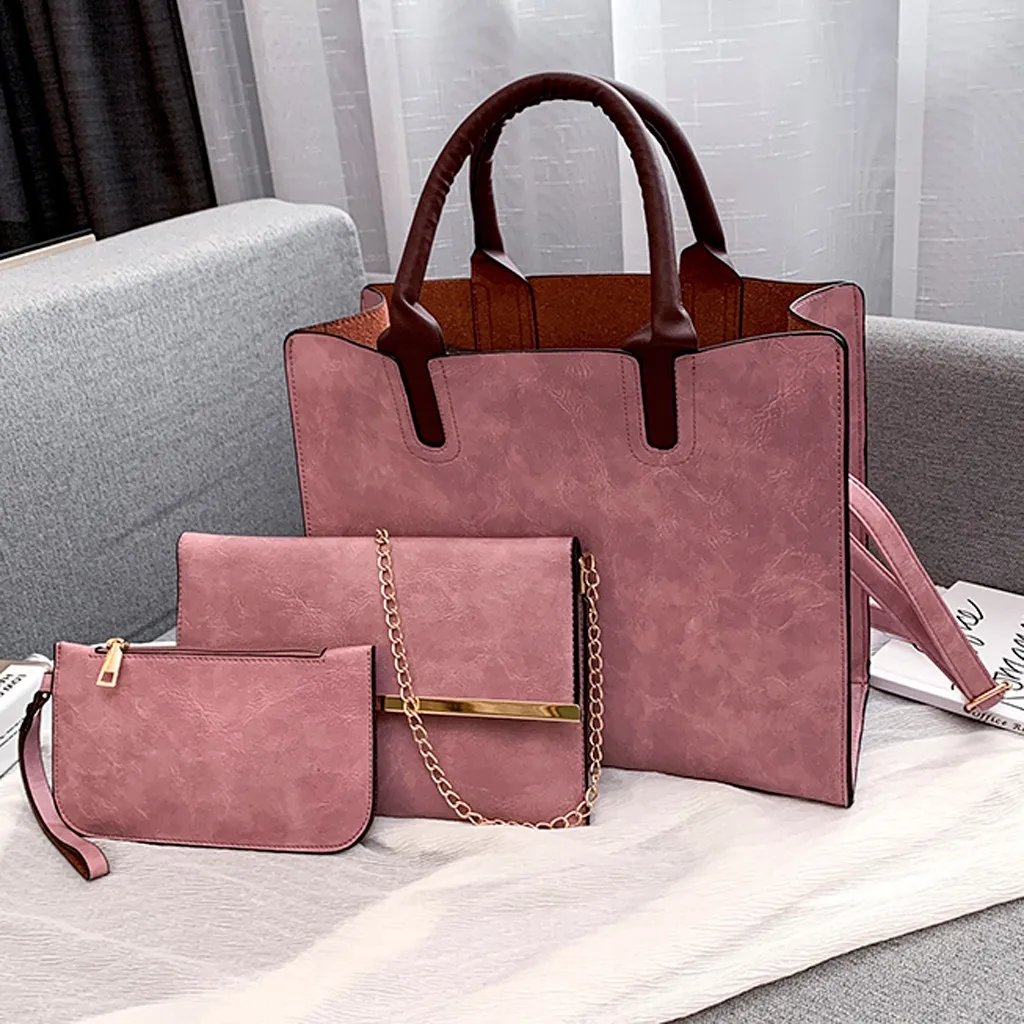

Luxury Three-Piece Bag Women 3pcs/Set Leisure Leather Shoulder Bags 2021 Fashion Handbag Messenger Bag Ladies Tote Bag