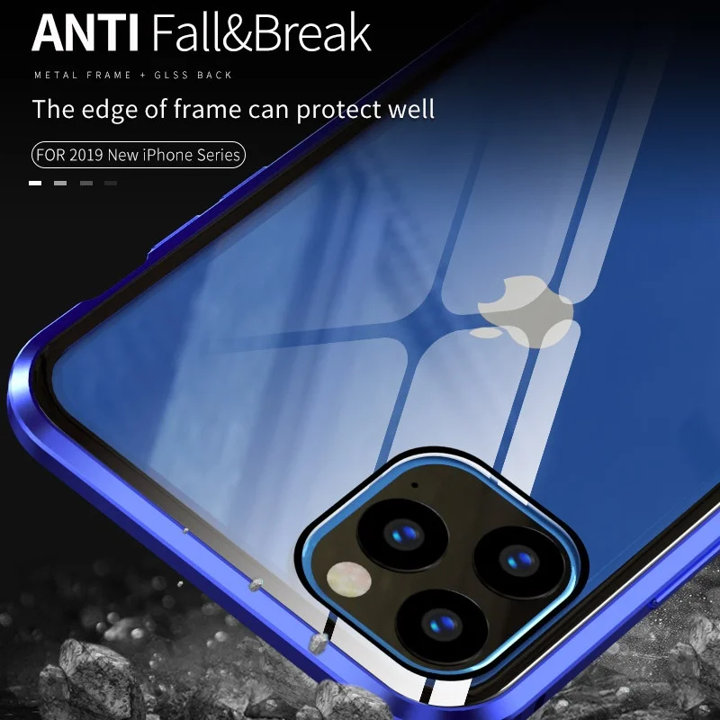 Роскошный 360 магнитный чехол для iPhone 11 Pro XS MAX X 6 6S 7 8 Plus XR Coque металлический телефона