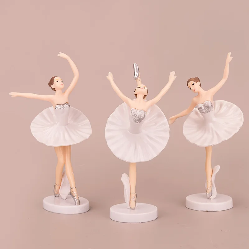 

Sexy Girl Action Figures Ballet Girl Three Models Dancing Pose White Dance Suit Base Cake Decoration 14cm PVC Birthday Model Toy
