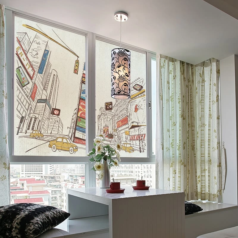 Электростатическая оконная пленка размер под заказ ручная роспись временные