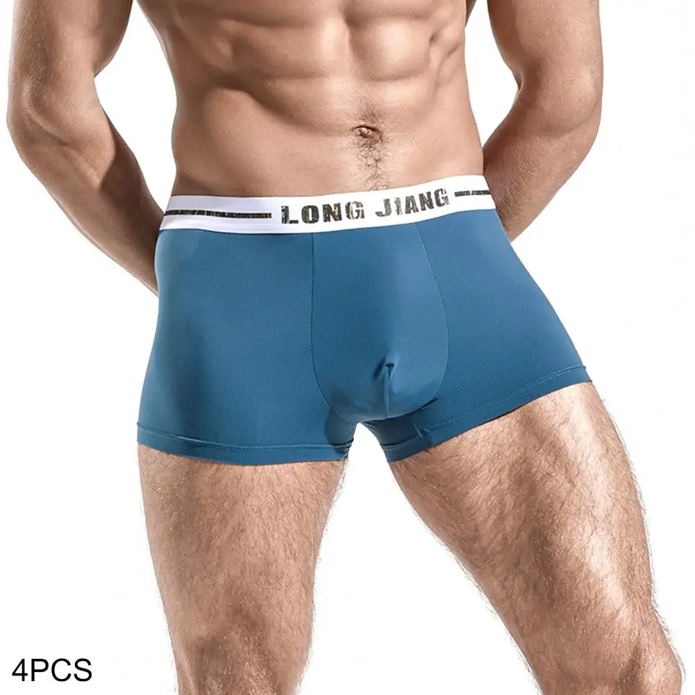 

Men Panties Underwear Summer Sexy Ice Silk Quick-drying Breathable Low Rise Boxer Briefs Underpants Male Homewear Shorts 3 Color