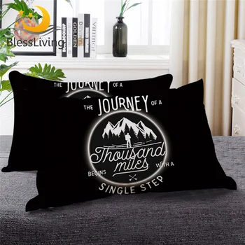 BlessLiving Rock Climber Sleeping Down Alternative Throw Pillow Letters Black and White Body Pillow Extreme Sports Bedding 1pc 1