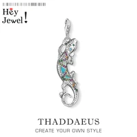 lizard pendant charm 925 sterling silver exotic companion gift fit bracelet link chain necklace lucky jewelry for women men gift