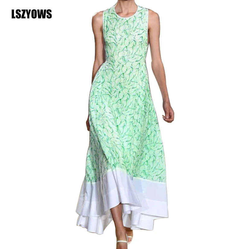 

Bohemian Printed Casual Long Dress O-neck Sleeveless Vintage Patchwork Maxi Dresses Women Summer Holiday Beach Sundress Vestidos