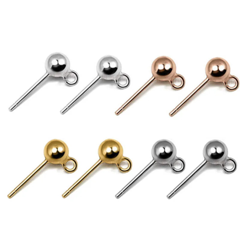 10 шт. 925 пробы серебряные серьги гвоздики застежка для серег 3/4 мм Шаровая Цапфа с