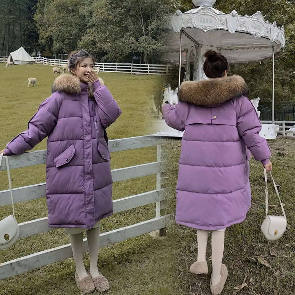 

Vielleicht 2020 Long Winter Coat Women Hooded Down Parka Ladies New Warm Winter Jacket Women Loose Big Fur Collar Jacket Coat