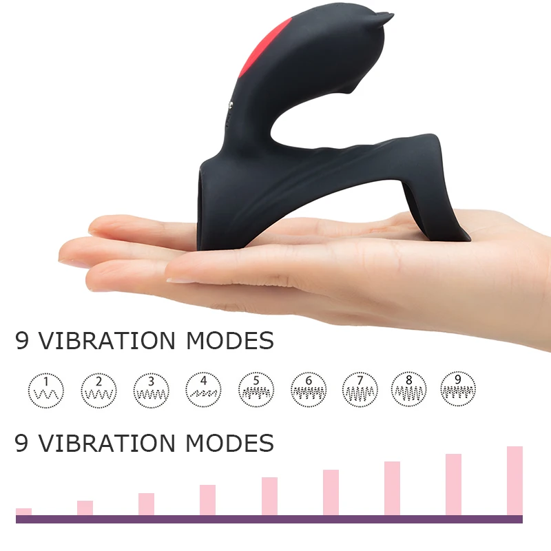 Вибрационный массажер для пениса с 9 скоростями двойные мужские кольца секса
