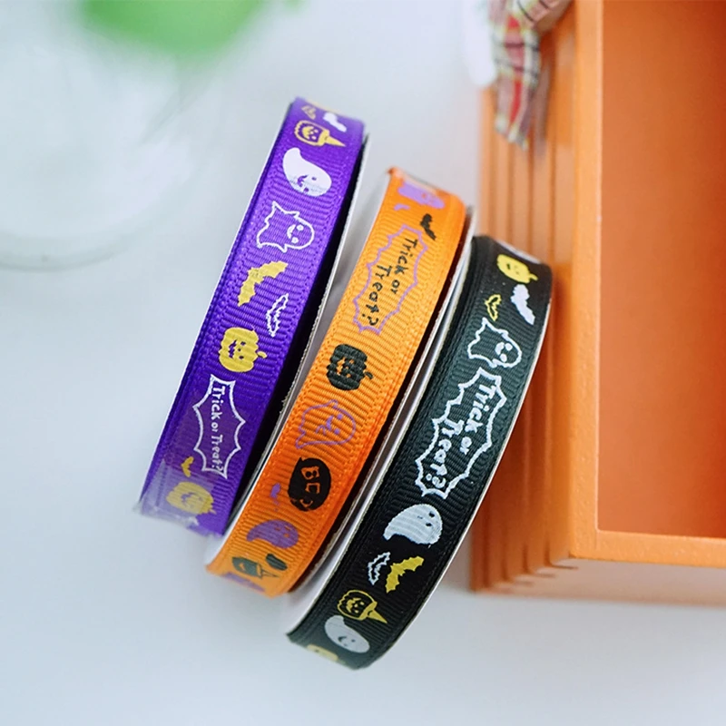 Горячая Распродажа 23 м лента для упаковки подарков на Хэллоуин оранжевый призрак