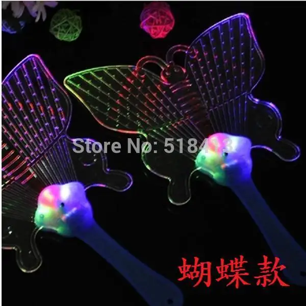 

new plastic toy 2020 New Plastic Practical Jokes Children's Colorful Flash Butterfly Toy Bear Glowing Fan Night Market Novelty