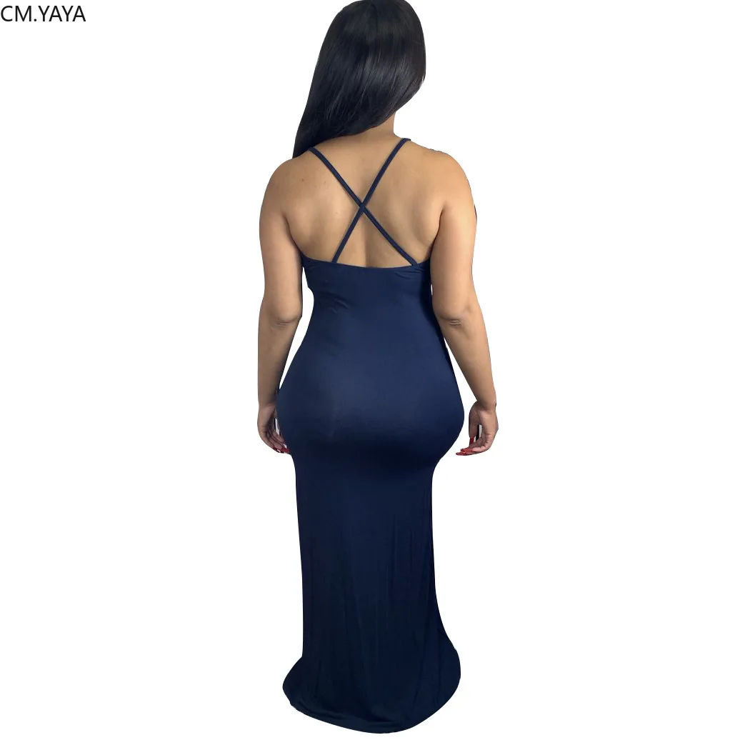 CM.YAYA Women Spaghetti Strap Tassel Splicing Open Back Sleeveless Midi Maxi Dress Casual Long Tank Dresses | Женская одежда