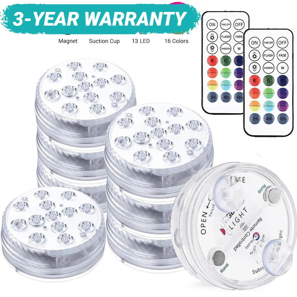 

Подводсветильник лампа для бассейна, погружной светильник с радиоуправлением, 13 светодиодов, 16 цветов, IP68, для аквариумов, ванной