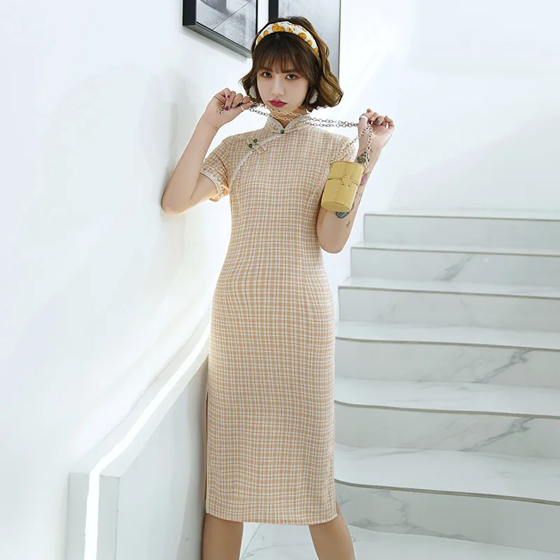Новинка китайский стиль Qipao элегантное льняное хлопковое женское торжественное