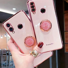 Luxe Ring Houder Plating Siliconen Telefoon Stand Case Voor Huawei P20 P30 P40 Lite Pro P Smart Plus 2019 Honor 8X 9X 20 10 Lite