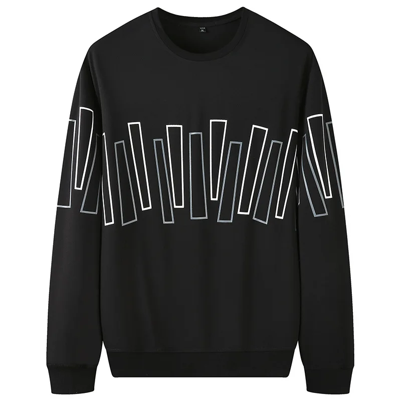 Autumn new men s alphabet long sleeve T-shirt fashionable fat plus large black round neck sweater